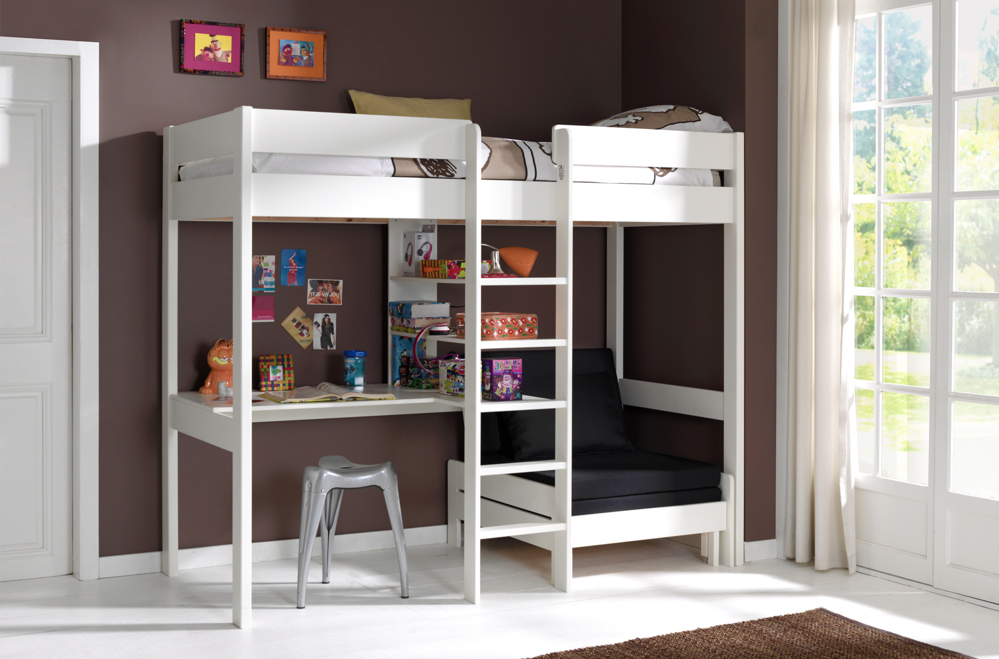 lit mezzanine pour enfant couleur blanc démontable et déplaçable