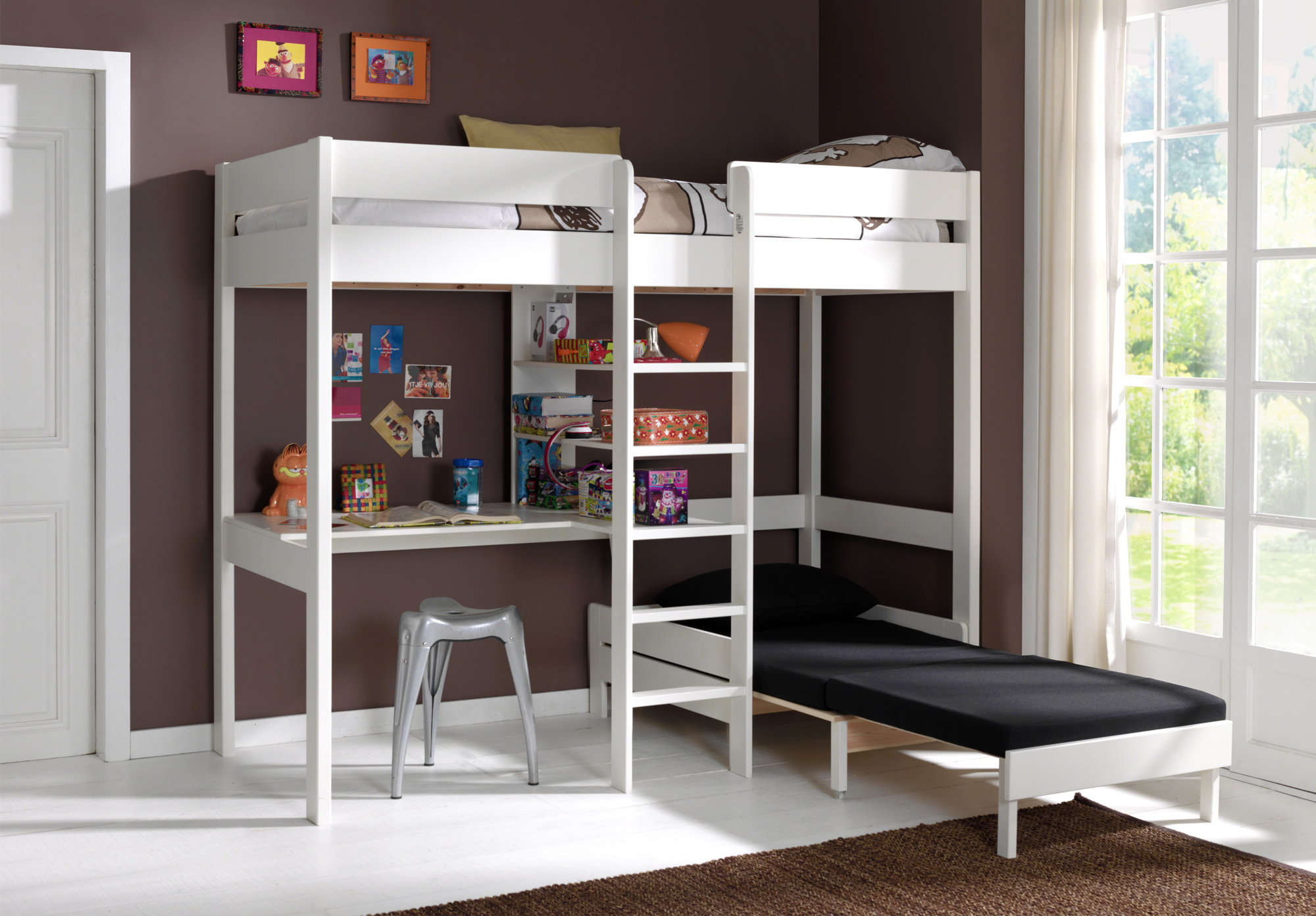 lit mezzanine pour enfant couleur blanc modulable