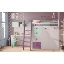 Lit mezzanine enfant avec bureau intégré PERSONNALISABLE F221 - GLICERIO