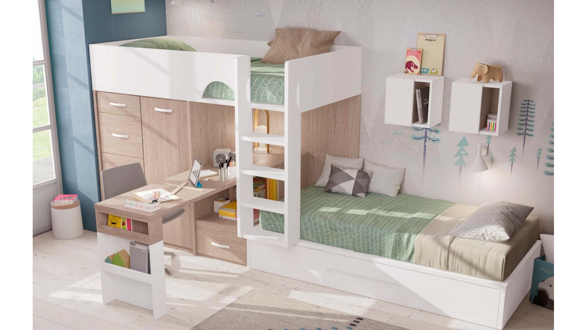 Métal lit simple superposé 2 personnes chambre à deux lits enfants de cadre de lit meubles,Black