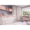 Lit gigogne fille avec 4 coffres de rangement PERSONNALISABLE F007-1 - GLICERIO