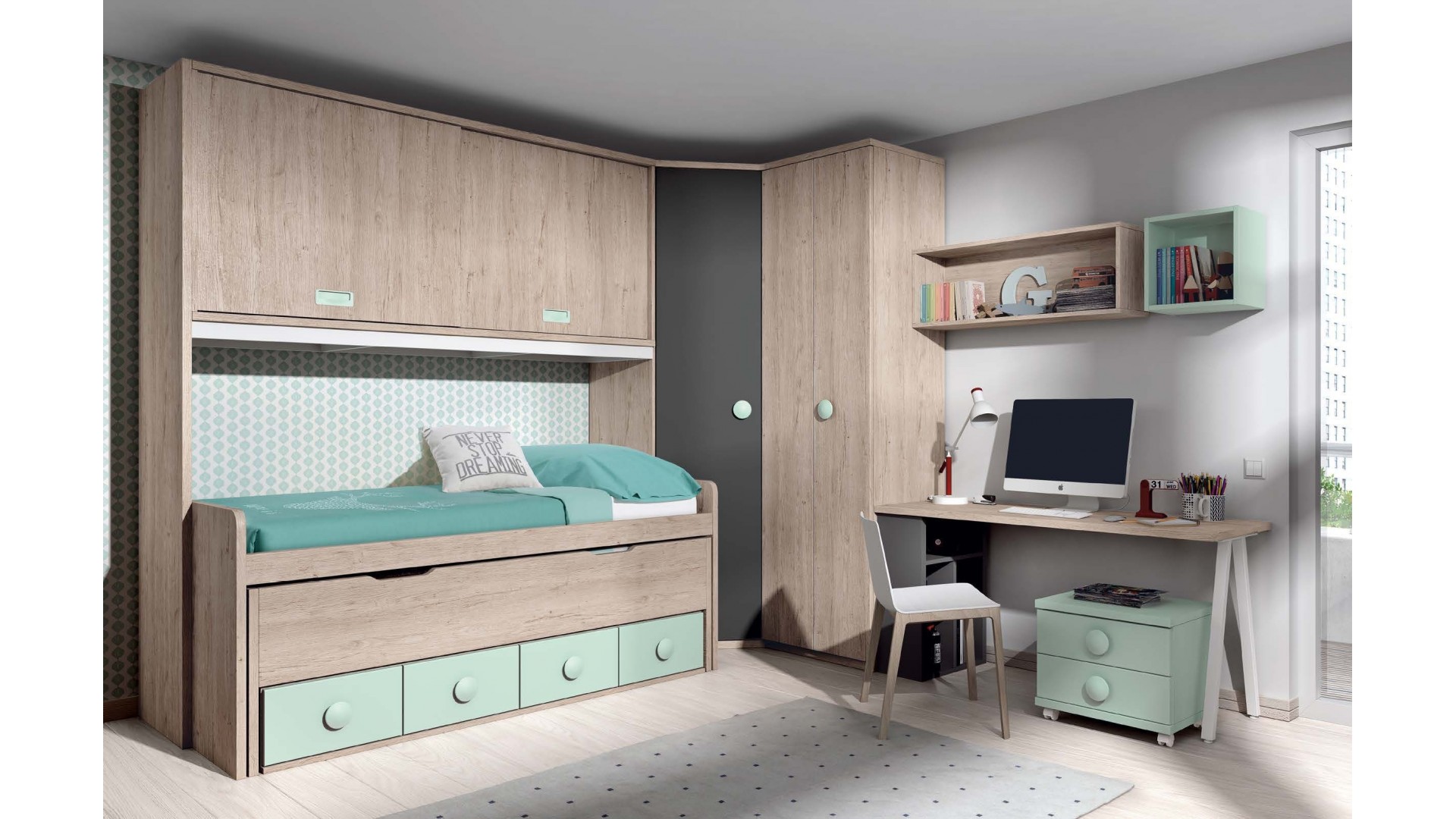 Lit surélevé enfant PERSONNALISABLE F010 - GLICERIO