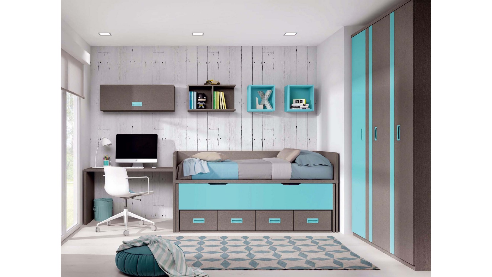 Chambre ado avec lit gigogne PERSONNALISABLE F015 - GLICERIO