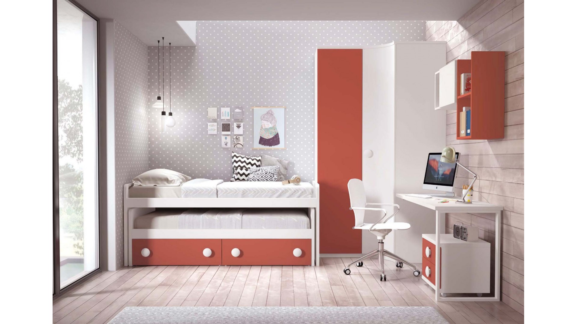 Lit gigogne enfant avec rangement PERSONNALISABLE F016 - GLICERIO
