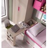 Lit surélevé fille avec bureau extractible PERSONNALISABLE F017 - GLICERIO