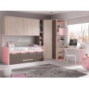 Chambre fille avec lit gigogne & 4 coffres de rangement PERSONNALISABLE F028 - GLICERIO