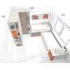 Lits jumeaux d'angle avec rangement PERSONNALISABLE F029- GLICERIO