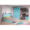 Lit 1 personne avec rangement et bureau PERSONNALISABLE F502 - GLICERIO