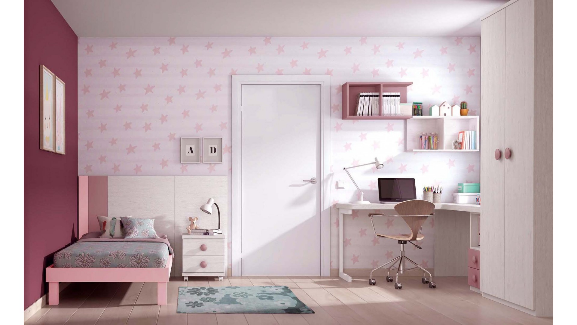 Lit 1 personne avec chevet, bureau et rangements PERSONNALISABLE F504 - GLICERIO