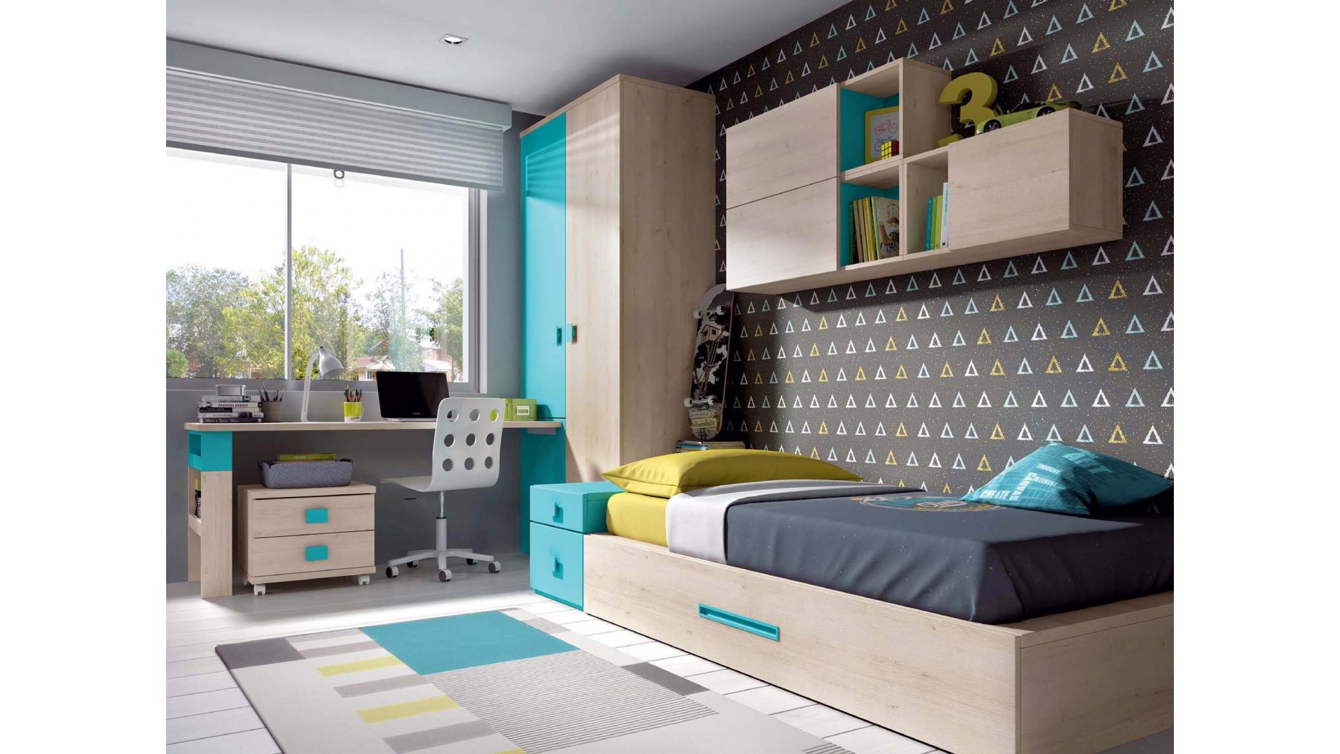 Chambre pour enfant PERSONNALISABLE avec lit gigogne F303 - GLICERIO