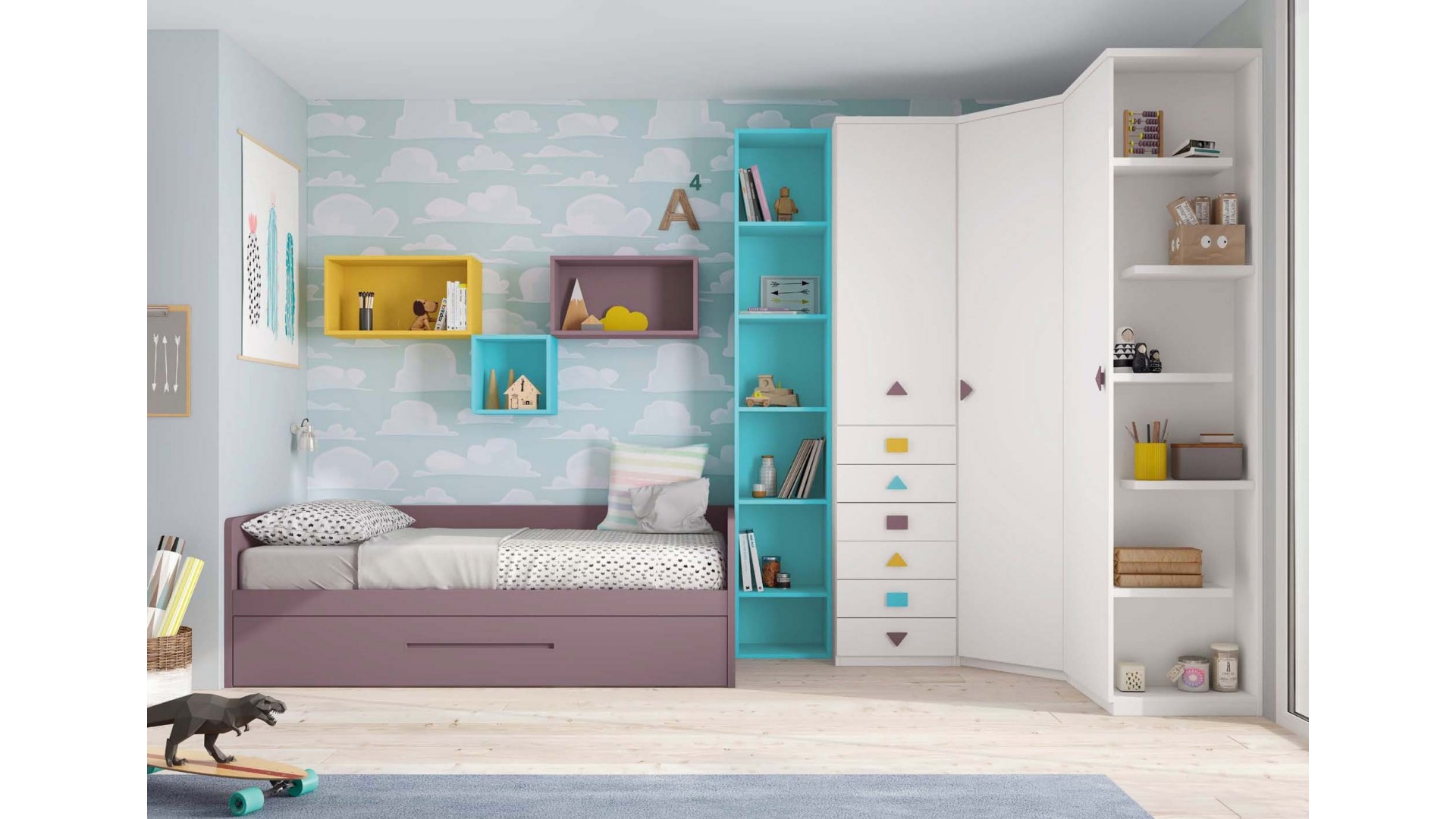 Chambre a coucher enfant avec lit gigogne GLICERIO SO NUIT