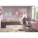 Lit enfant fille PERSONNALISABLE avec lit gigogne F311 - GLICERIO