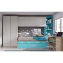 Chambre junior avec lit gigogne et bureau PERSONNALISABLE F032 - GLICERIO