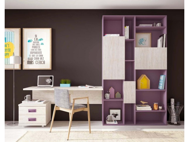 Bibliothèque meuble et bureau PERSONNALISABLES F410 - GLICERIO