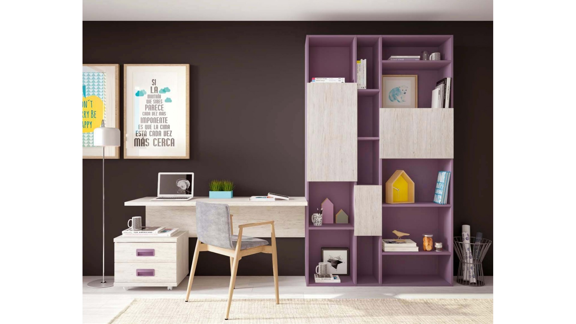 Bibliothèque meuble et bureau PERSONNALISABLES F410 - GLICERIO