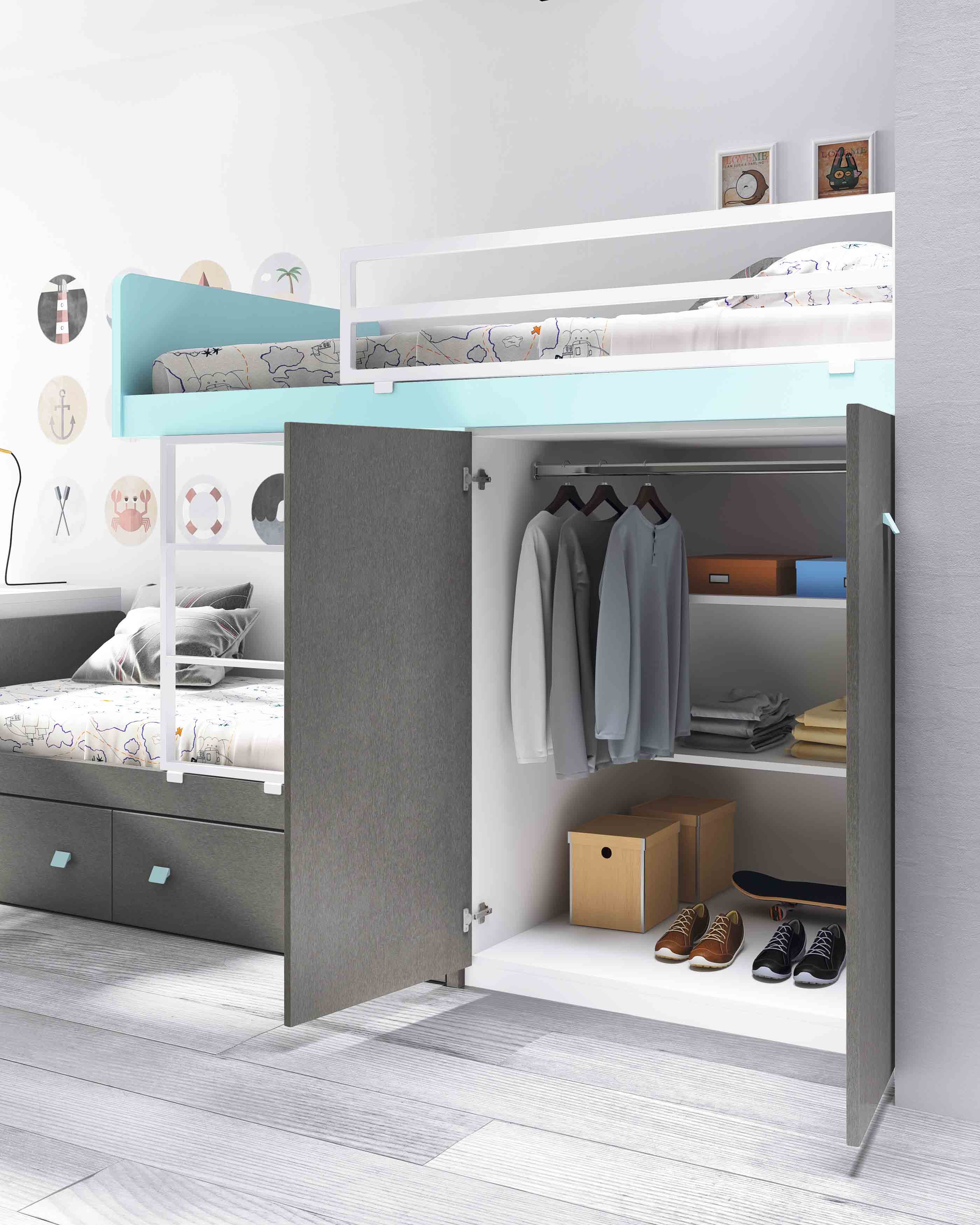 Lit mezzanine avec bureau moderne et fun GLICERIO SO NUIT