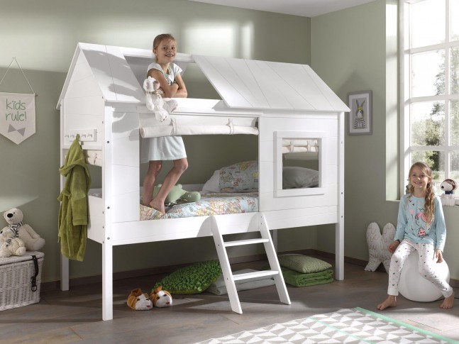 Lit cabane enfant blanc EQUATEUR 90x200 cm- SONUIT