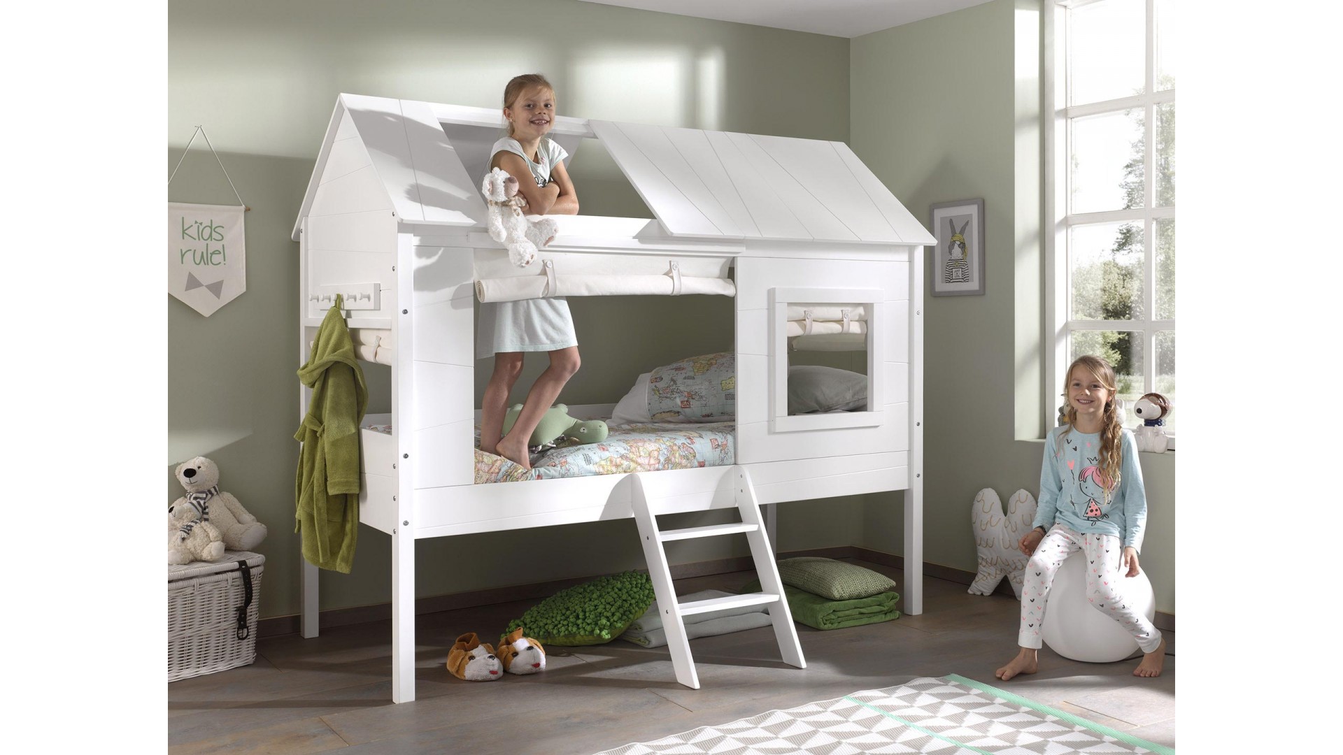 Lit cabane enfant blanc EQUATEUR 90x200 cm- SONUIT