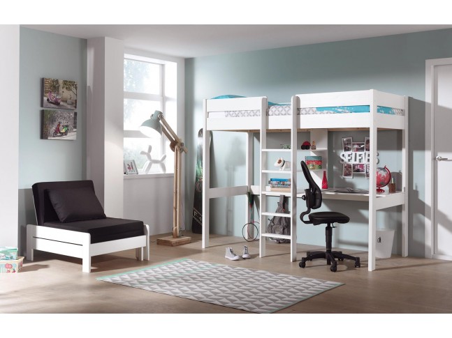 Lit mezzanine avec bureau ALEXIS sans fauteuil couchage 90x200 cm - SONUIT