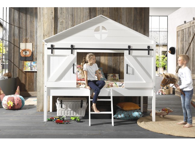 Lit cabane enfant blanc OCEANE 90x200 cm- SONUIT