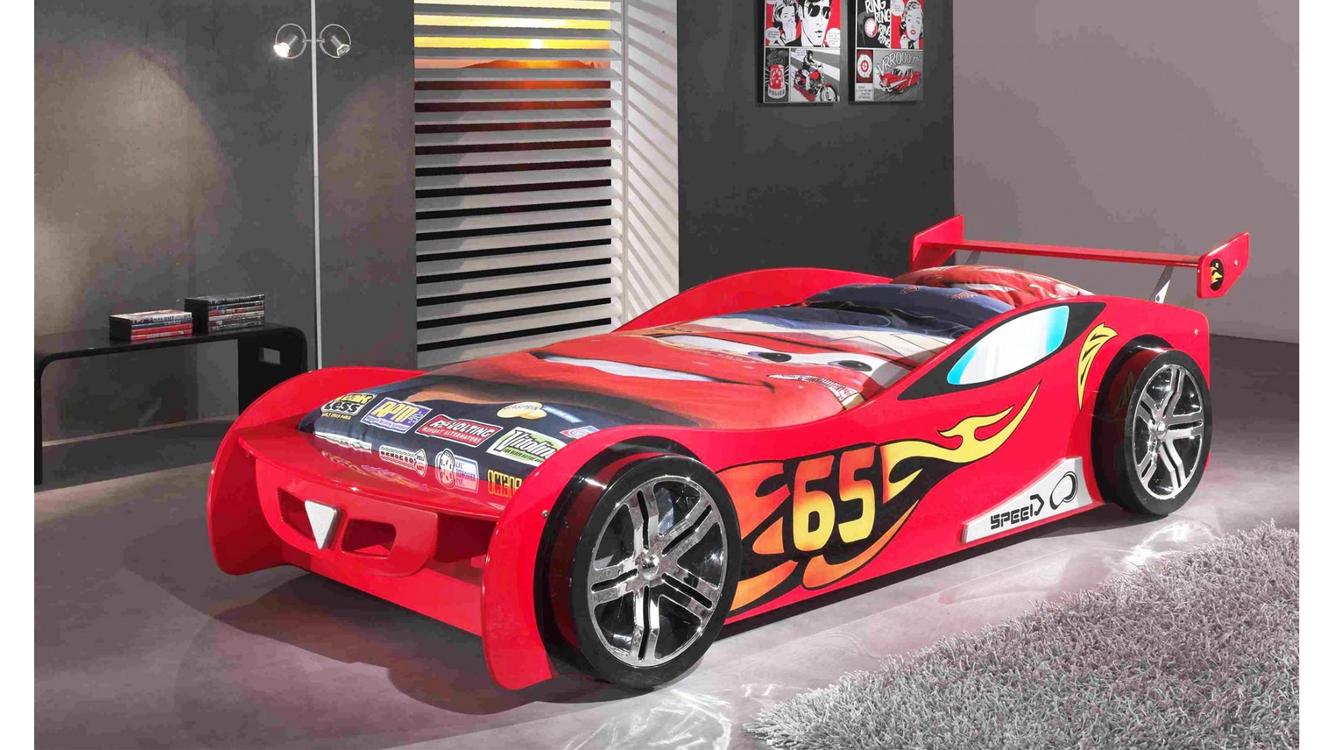 Lit voiture Bolide rouge avec couchage 90 x 200 cm - SONUIT