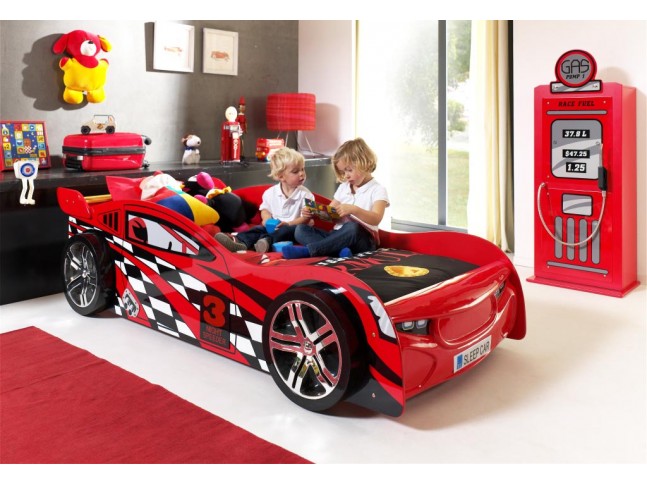Lit voiture garcon Racing rouge couchage 90 x 200 cm - SONUIT