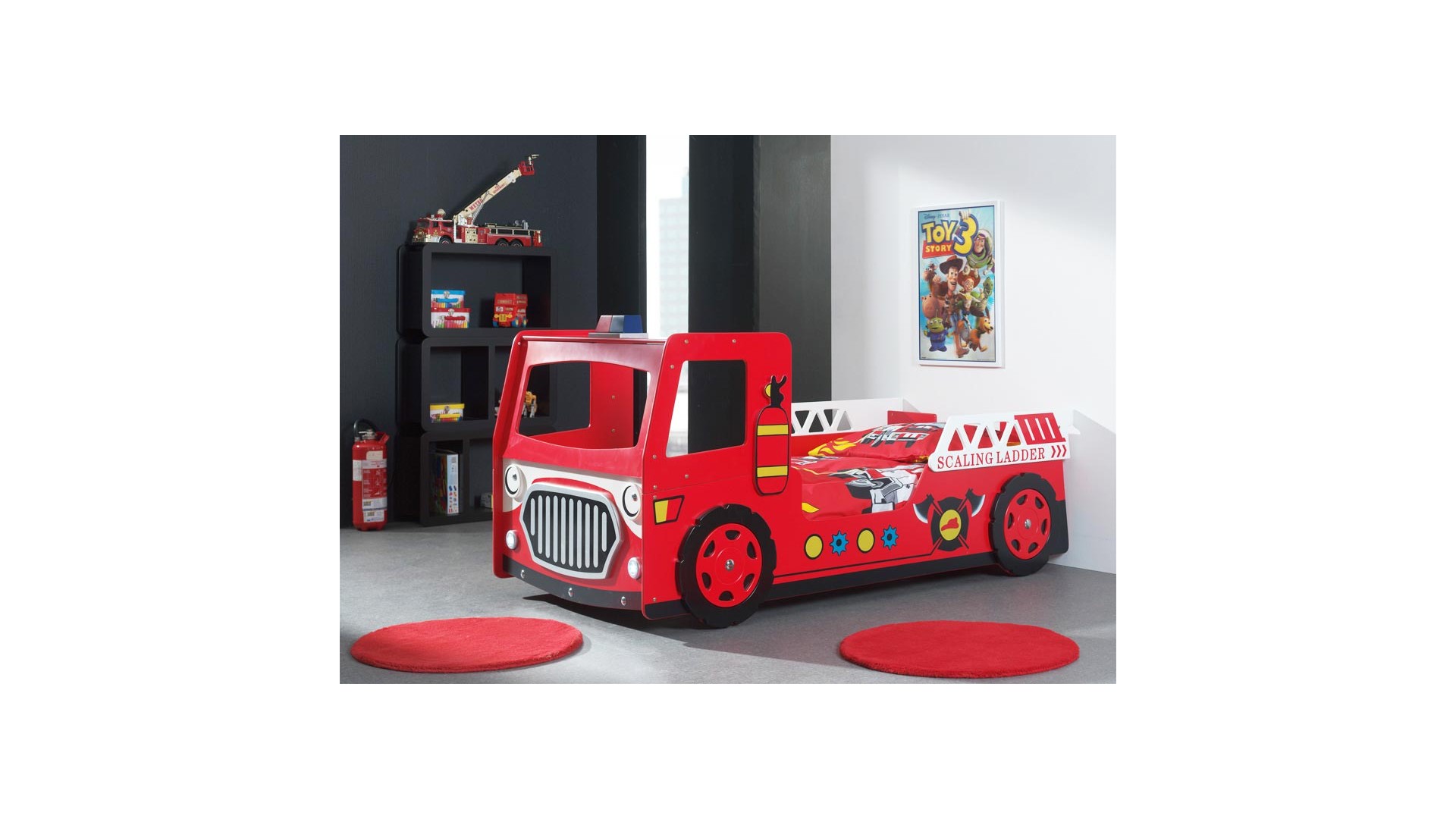 Lit pompier enfant rouge FireFighter avec couchage 90 x 200 cm - SONUIT