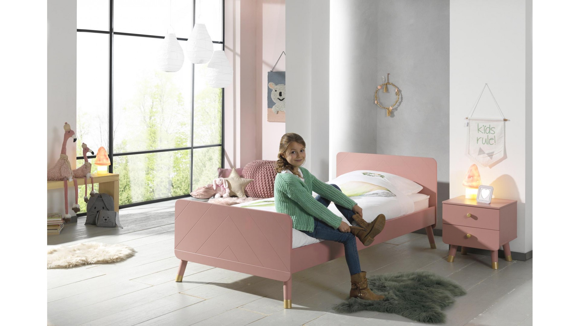 Lit pour enfant LILLY rose 90x200 cm- SONUIT