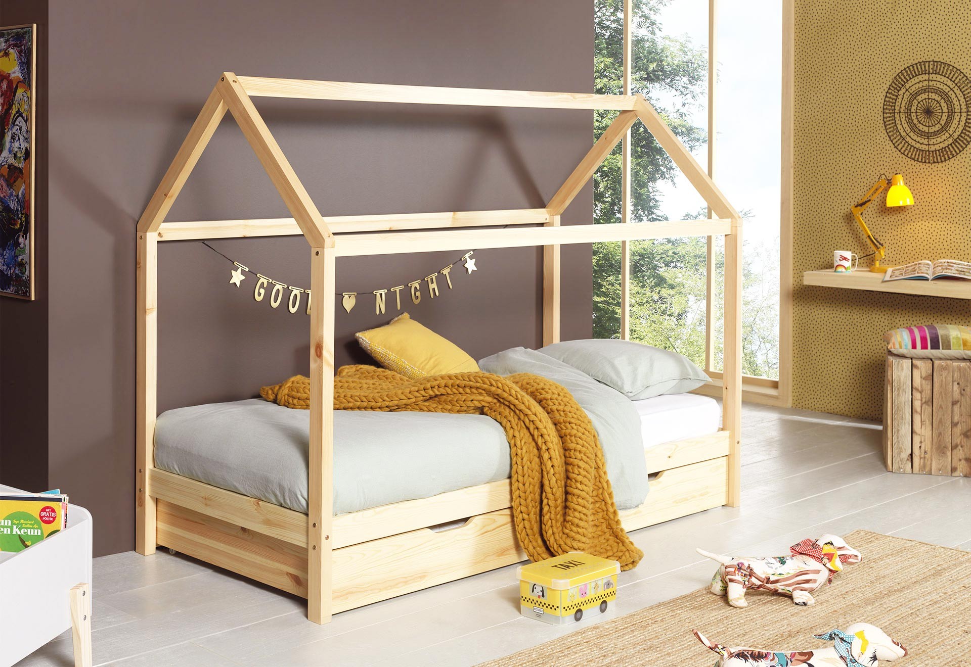 Lit pour enfant en bois cabane 90 x 200 cm 4 ans et plus - Vipack