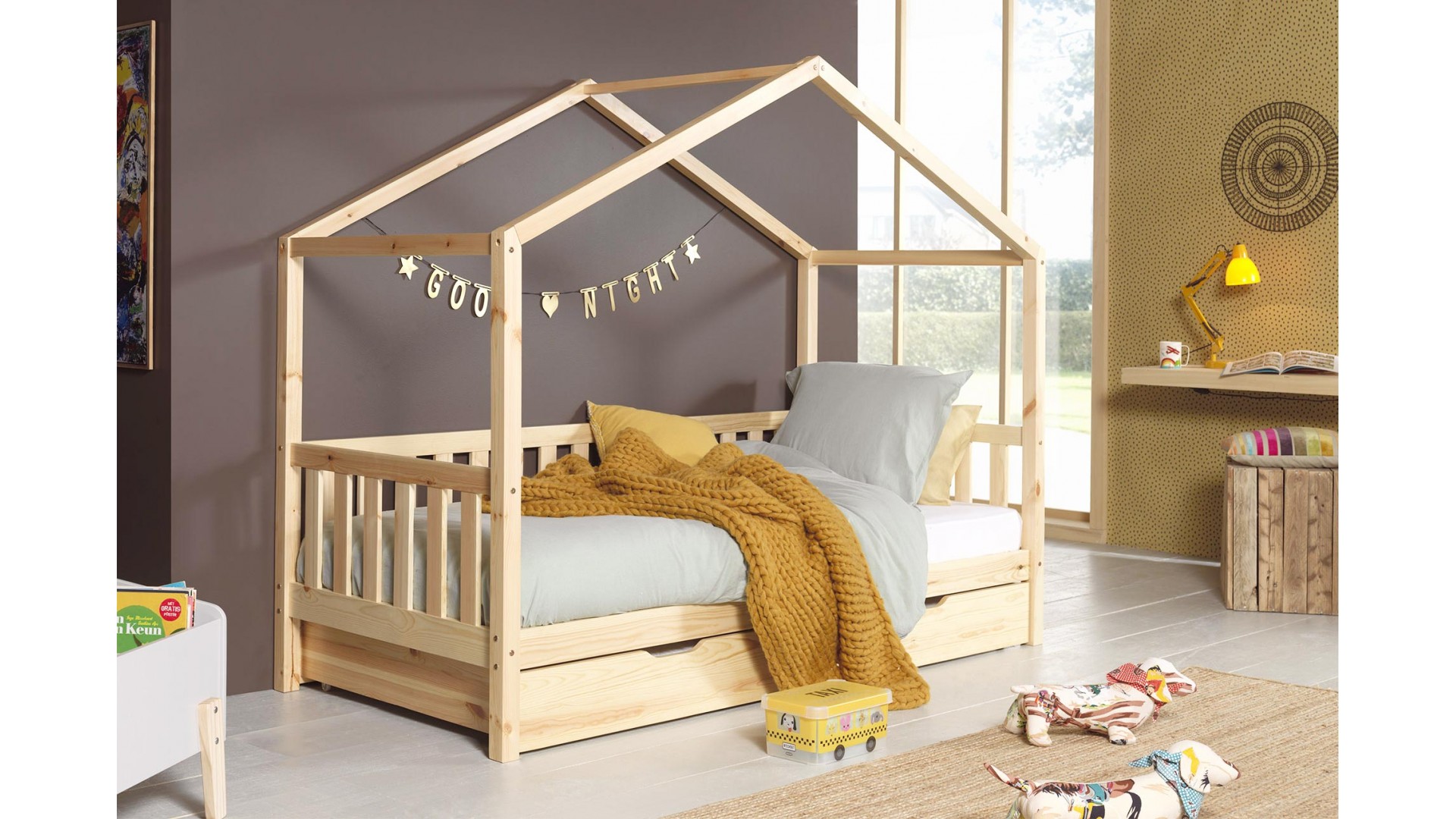 Lit enfant cabane NICE naturel 90x200 cm- SONUIT