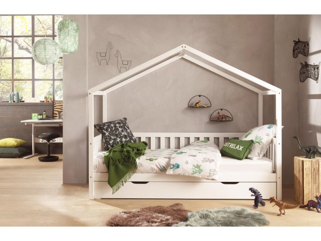 Lit enfant cabane NICE blanc 90x200 cm- SONUIT