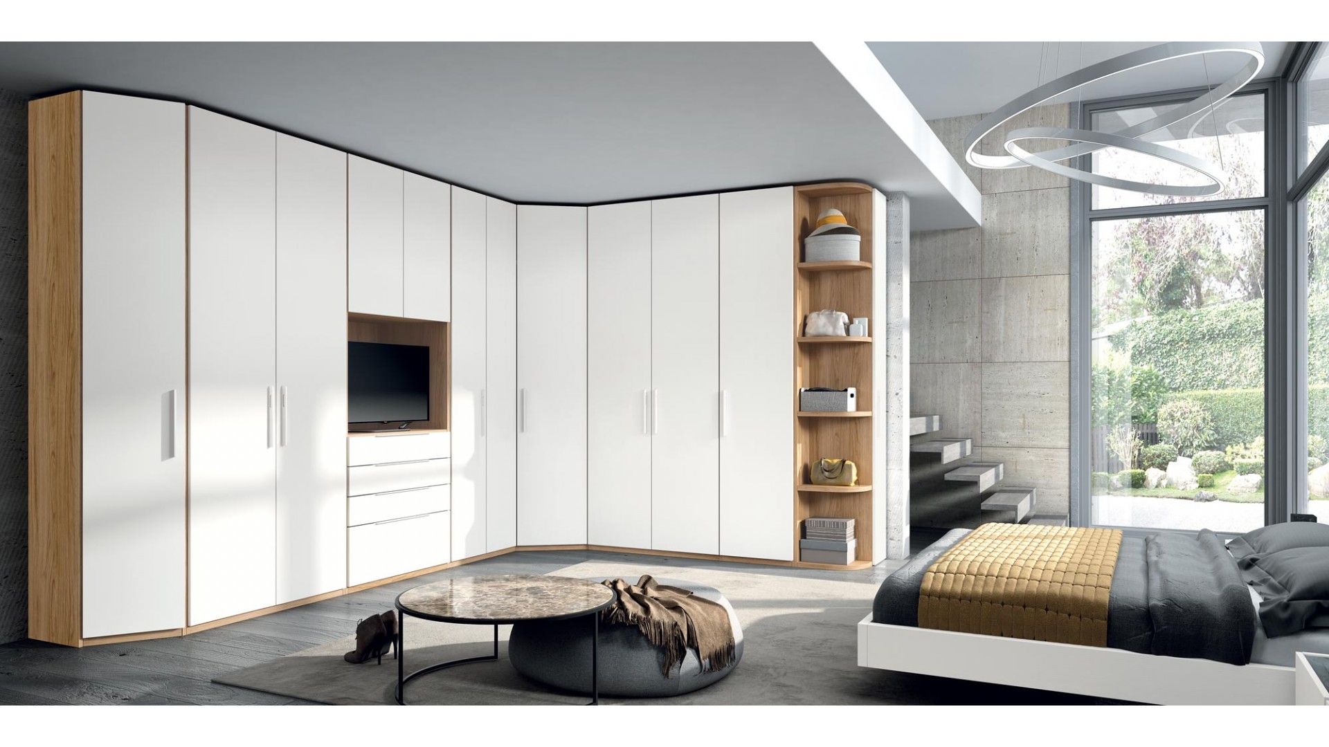 Armoire dressing avec emplacement TV PERSONNALISABLE COSMO64 - GLICERIO