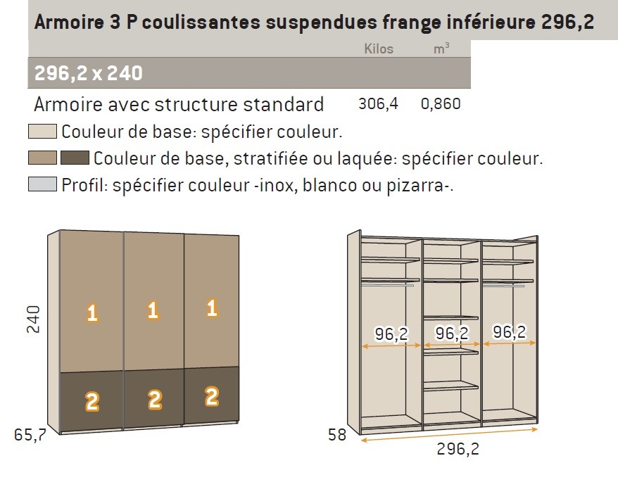 Armoire portes coulissantes sur mesure penderie - GLICERIO - SO NUIT