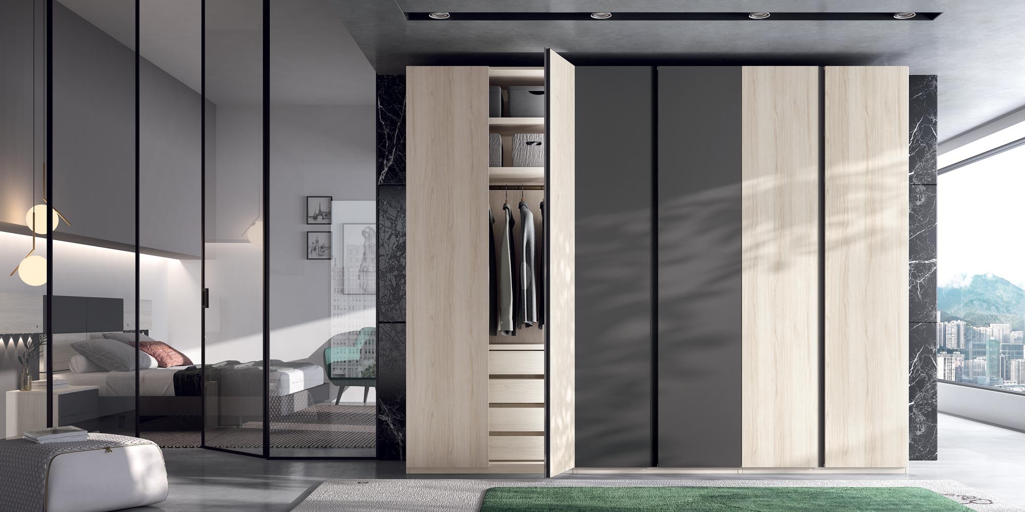 Armoire portes coulissantes sur mesure penderie - GLICERIO - SO NUIT