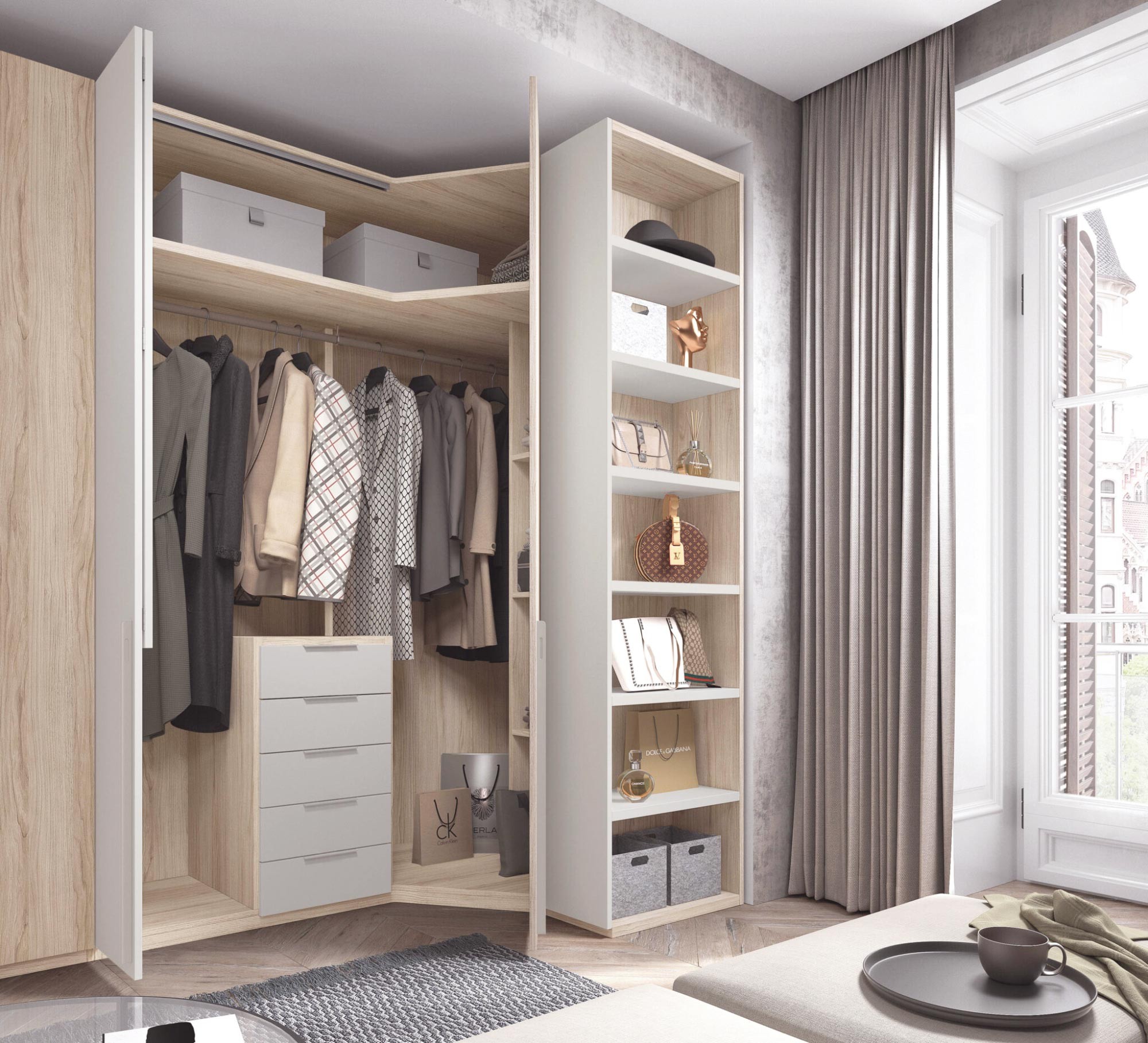 Armoire porte coulissante dressing angle - GLICERIO - SO NUIT