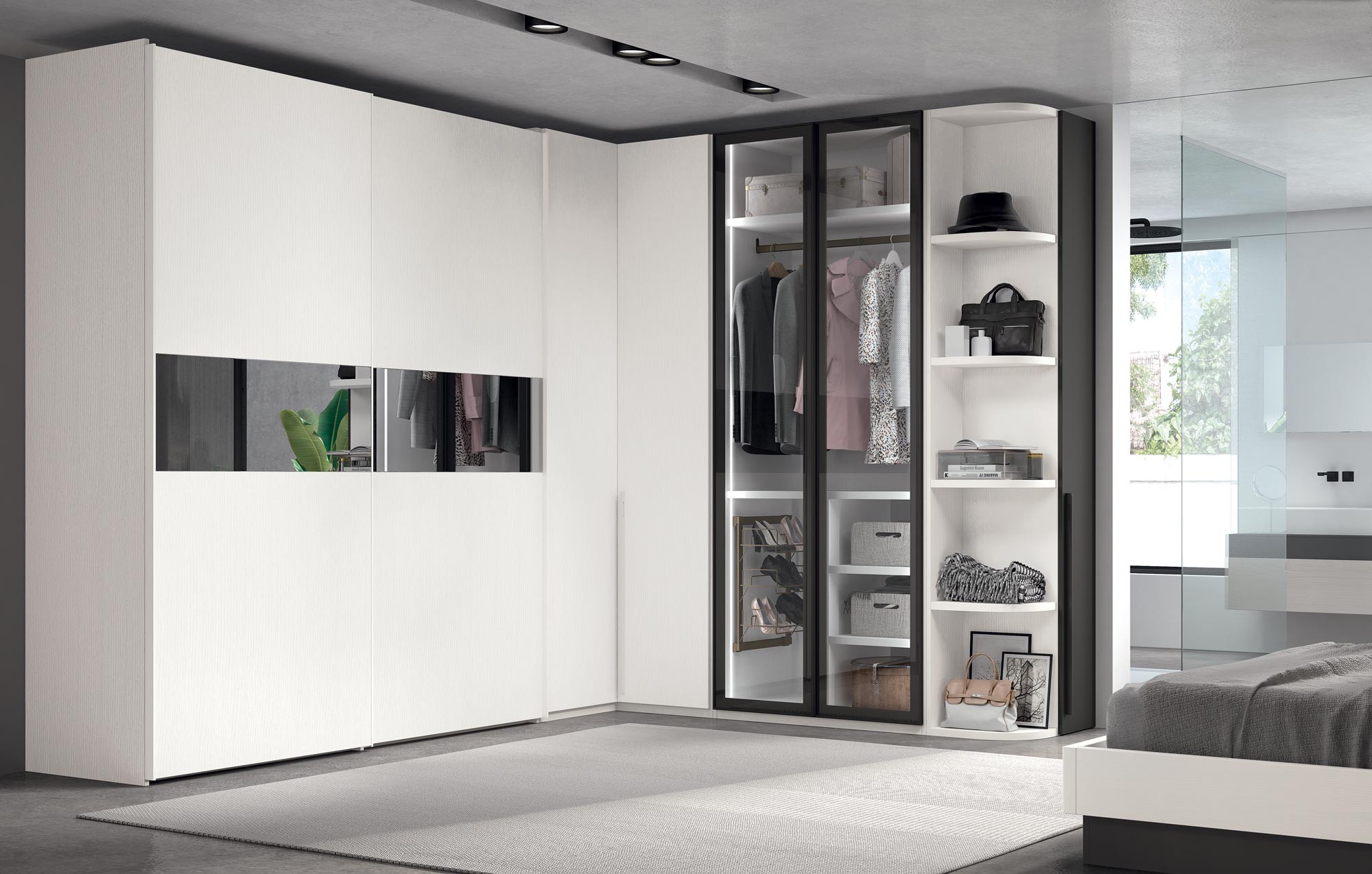 Armoire 2 portes avec miroir pour dressing collection MODULO colori