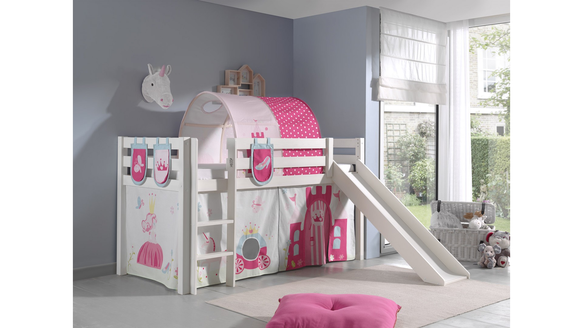 Tissus cabane décor princesse carosse pour lit mi-haut - SONUIT
