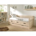Lit banquette enfant surélevé nature COSY avec tiroirs 90x200 cm - SONUIT