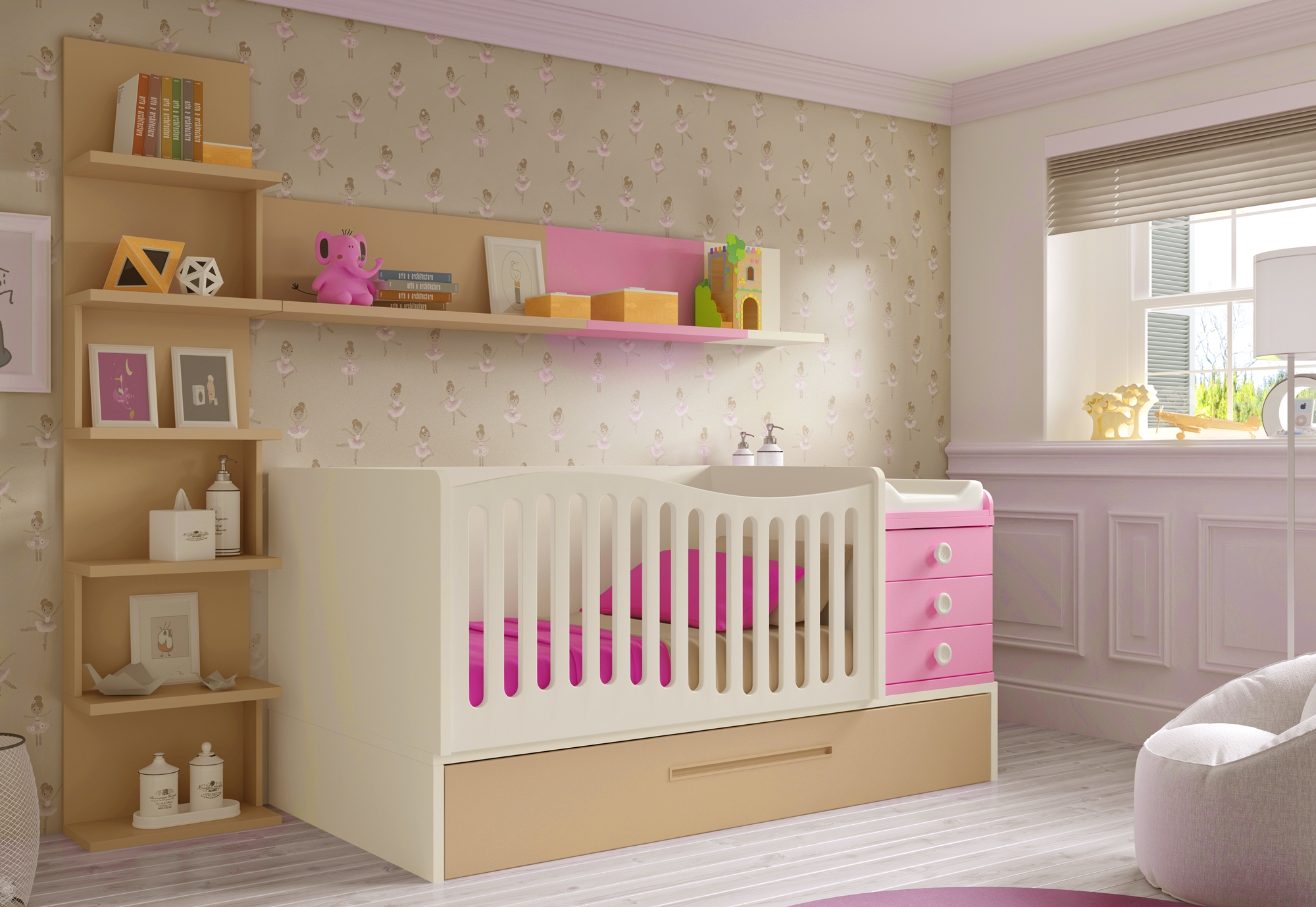 Chambre Evolutive Avec Lit Bebe Fille 30 Glicerio Prix Hors Taxe