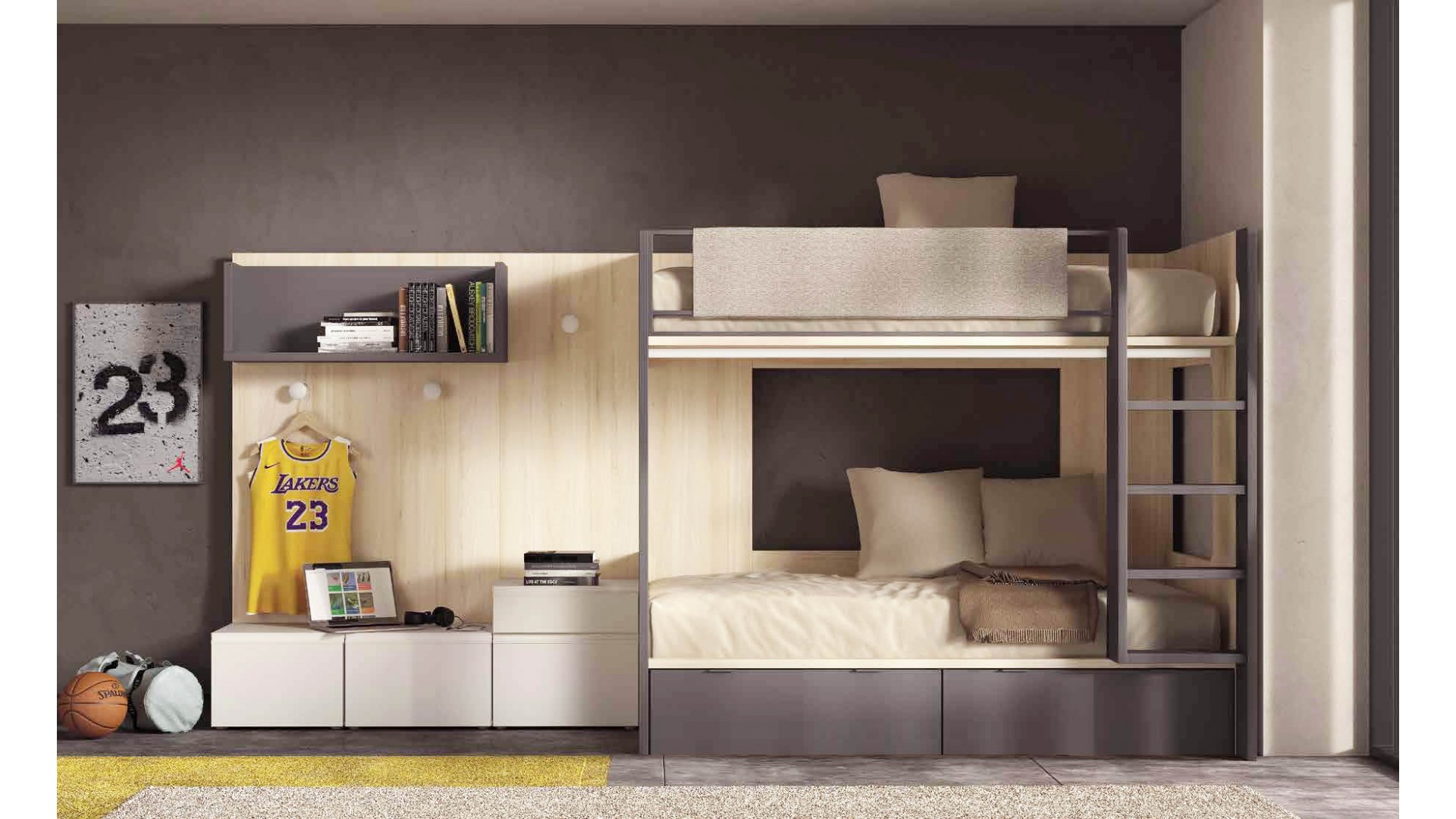 Chambre enfant avec lit superposé F201 - GLICERIO EVOLUTION