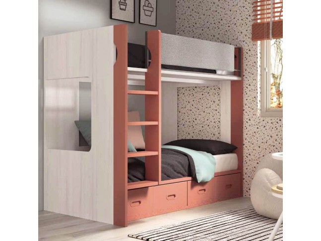 Lit superposé 2 coffres avec bureau F202 - GLICERIO EVOLUTION