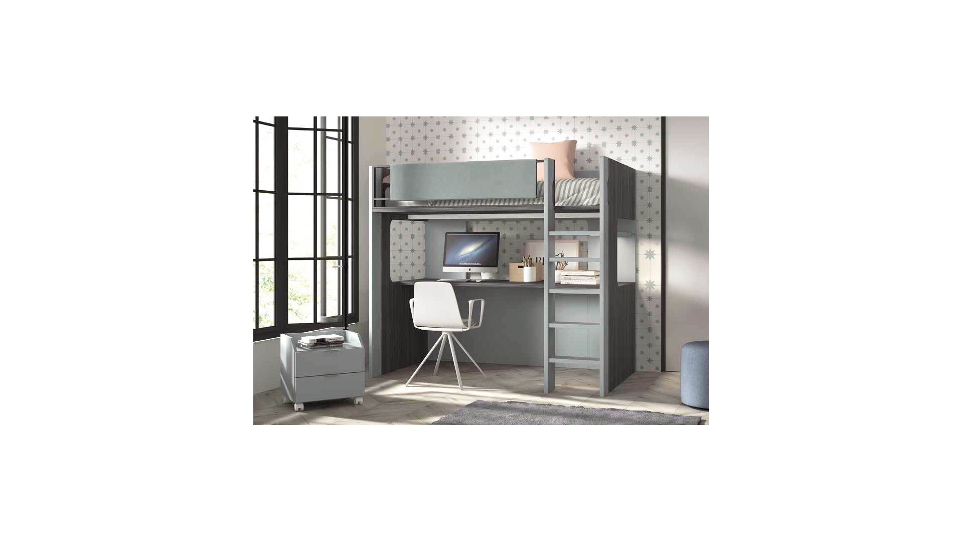 Lit mezzanine avec bureau F205-1 - GLICERIO EVOLUTION