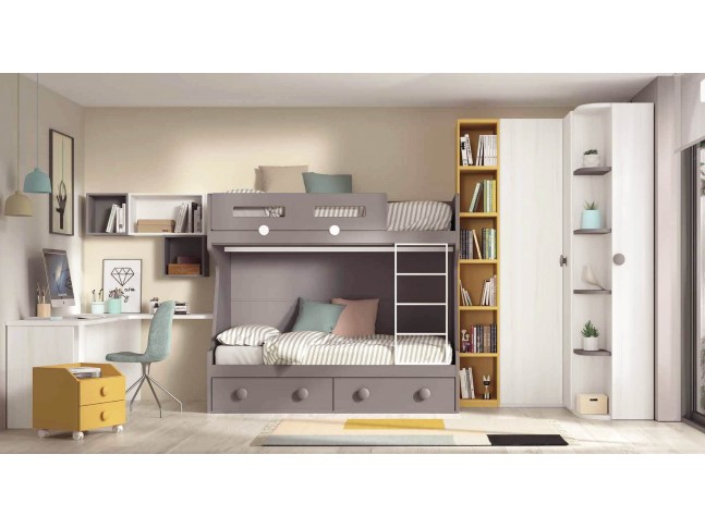Chambre enfant avec lit superposé F209 GLICERIO EVOLUTION