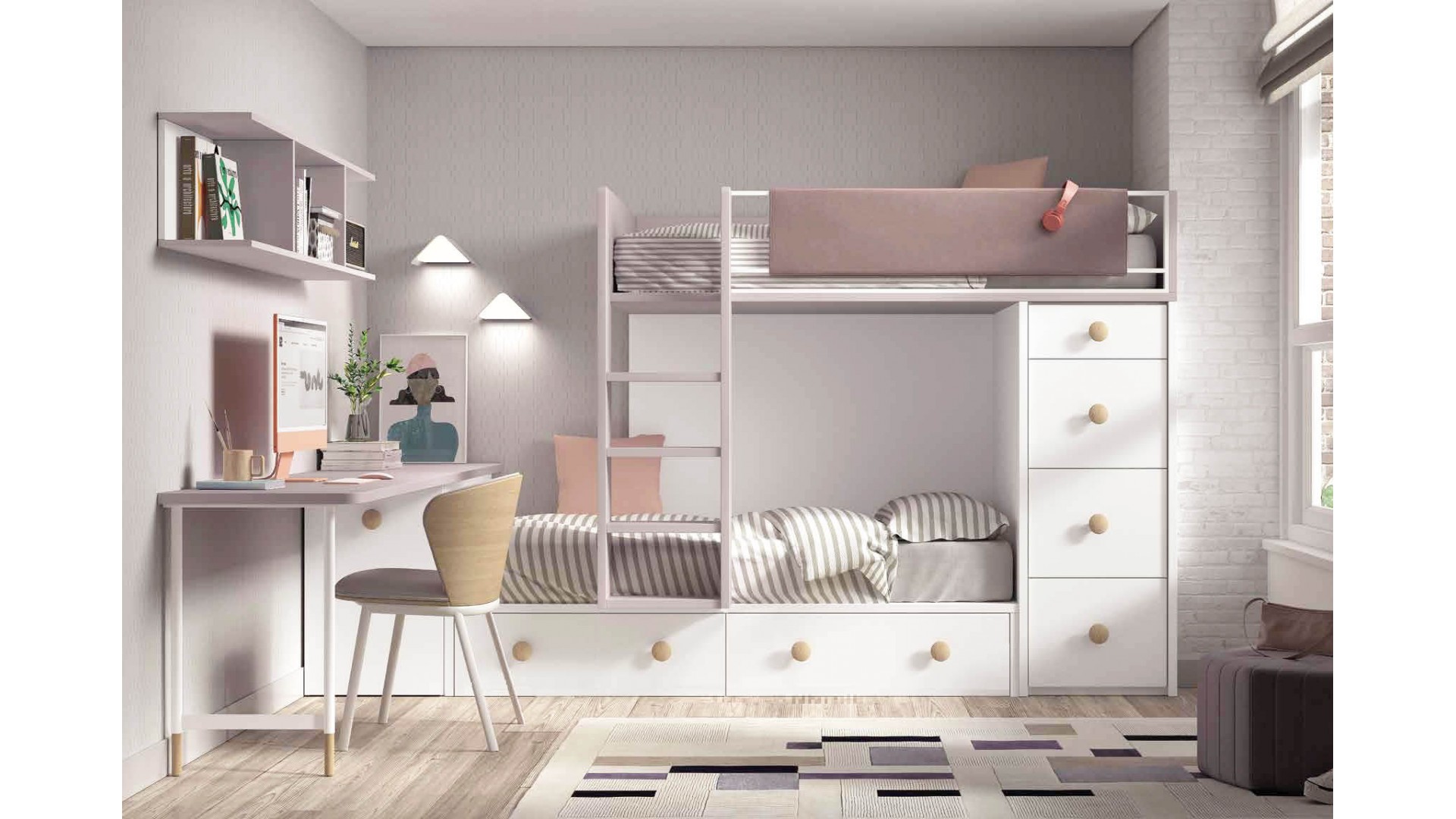 Chambre enfant garçon avec bureau escamotable - GLICERIO - SO NUIT