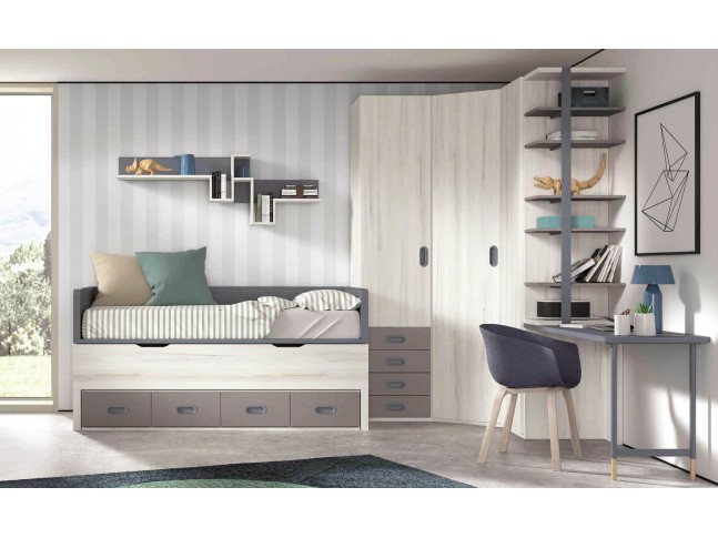 Chambre enfant moderne avec lit gigogne PERSONNALISABLE F001 - GLICERIO EVOLUTION