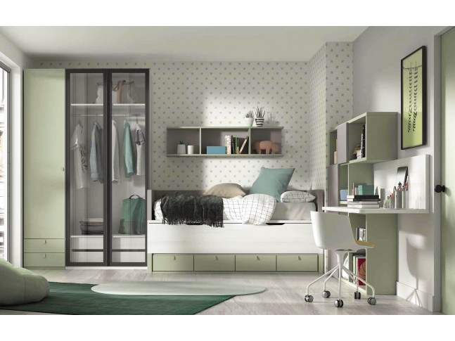 Chambre enfant mixte avec lit gigogne PERSONNALISABLE F003 - GLICERIO EVOLUTION