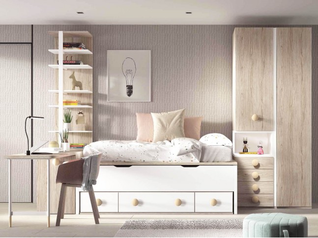 Chambre enfant avec lit gigogne PERSONNALISABLE F004 - GLICERIO EVOLUTION