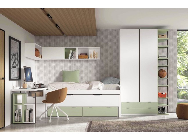 Chambre enfant avec lit gigogne PERSONNALISABLE F006 - GLICERIO EVOLUTION