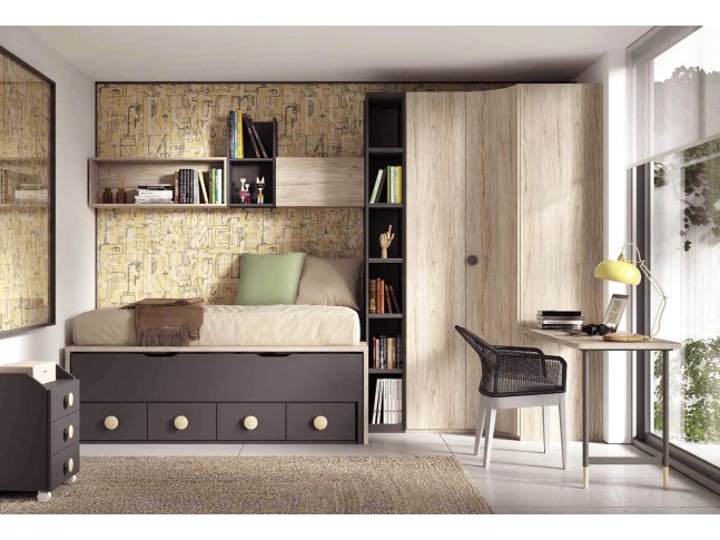 Chambre enfant avec lit gigogne PERSONNALISABLE F007 - GLICERIO EVOLUTION