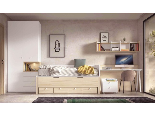 Chambre enfant avec lit gigogne PERSONNALISABLE F011 - GLICERIO EVOLUTION